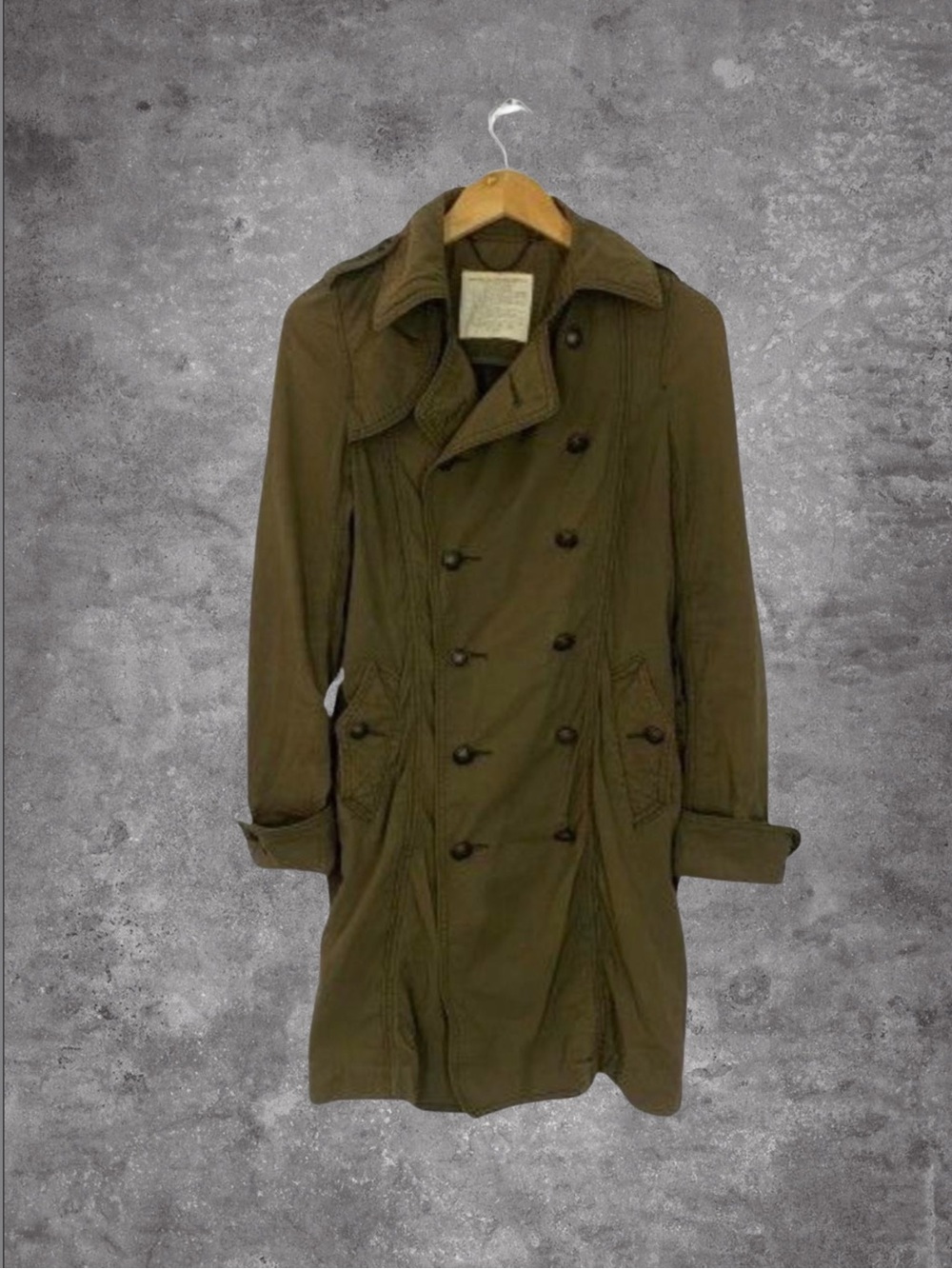 Vintage GOA Olive Double-Breasted Belted Trench Coat